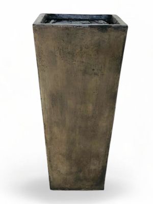 Square Slim Pot Medium Weathered Brown Finish - H702mm - 26kg