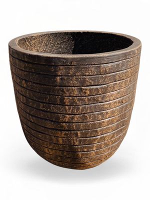 Hope Plant Pot Medium with Large Stripes Mecca Brown Finish - H350mm x W340mm - 11