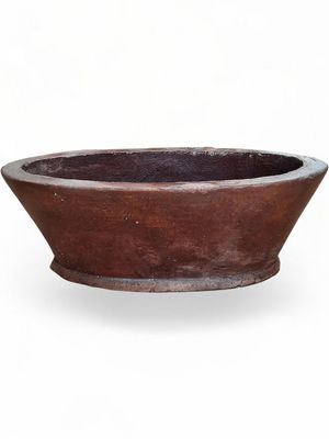 Oval Flower Box Brown Clay Finish - H220mm x W300mm x L585mm