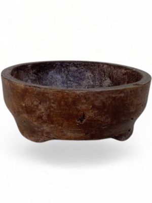 Acacia Bonsai Round Planter Brown Clay Finish - H85mm x W220mm - 2.5kg