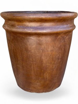 2 Ring Pot Large Brown Clay Finish - H470mm x W440mm - 18kg