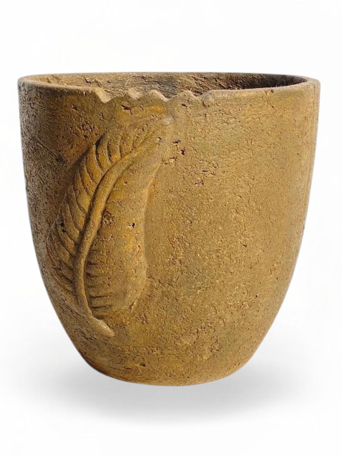 Zig Zag Leaf Pot Rustic Antique Amber Finish - H290mm x W275mm - 7.8kg