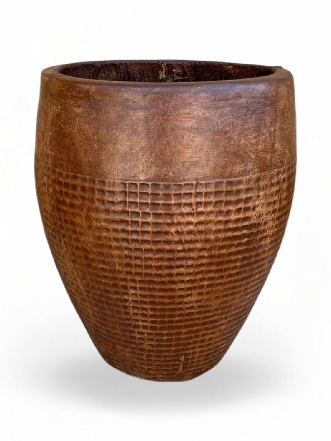 Anja Pot Small Brown Clay Finish - H370mm x W290mm - 8kg