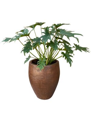Anja Pot Small Brown Clay Finish - H370mm x W290mm - 8kg