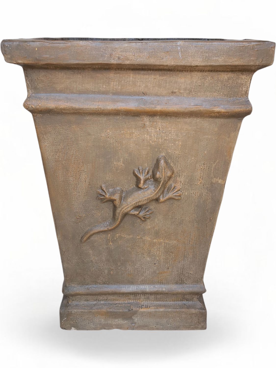 Gecko Square Pot Antique Amber Finish - H570mm x W410mm - 23kg
