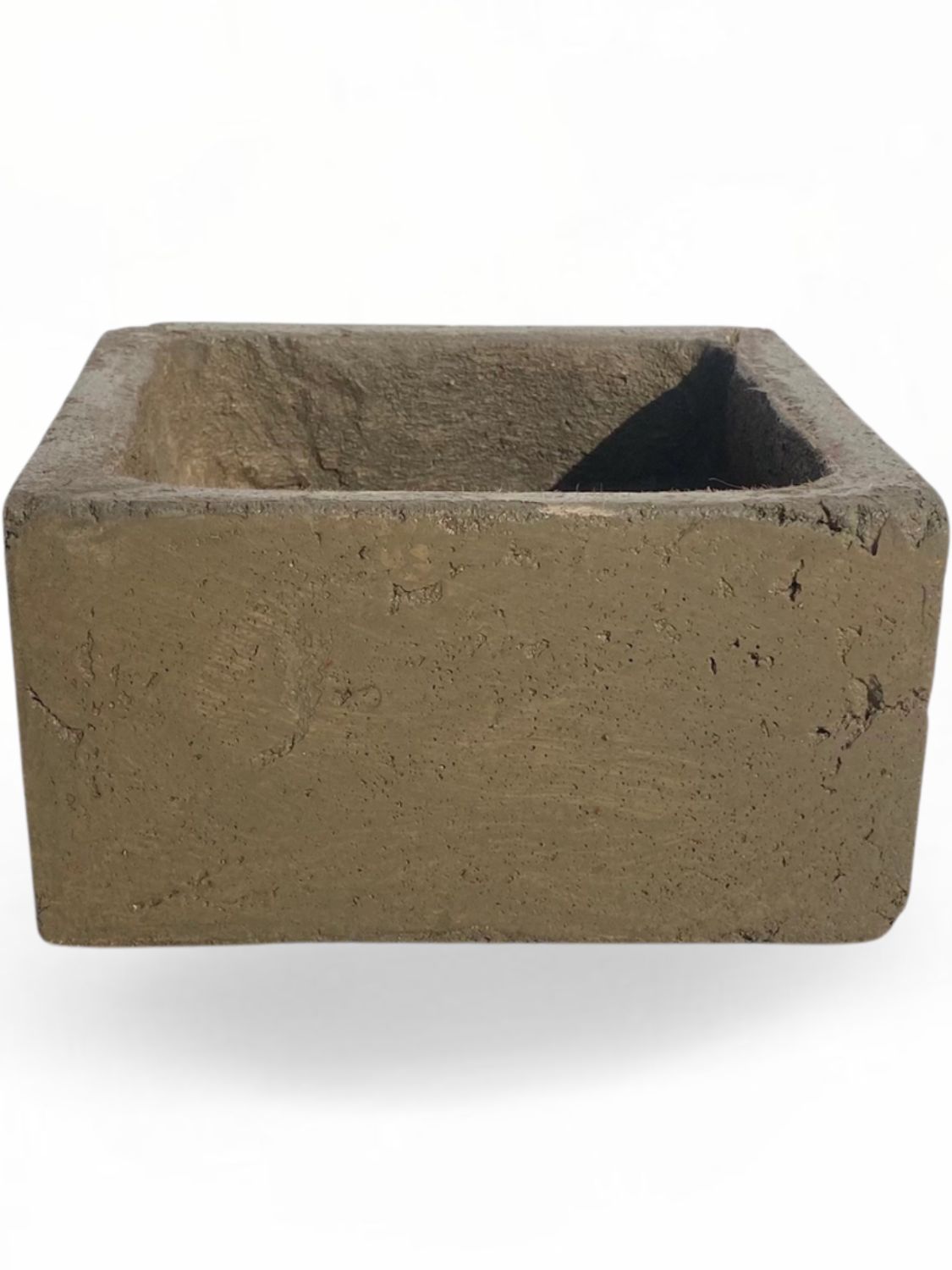 Decorative Square Cacti Pot Large Rustic Antique Amber Finish - H100mm x W200mm - 4kg