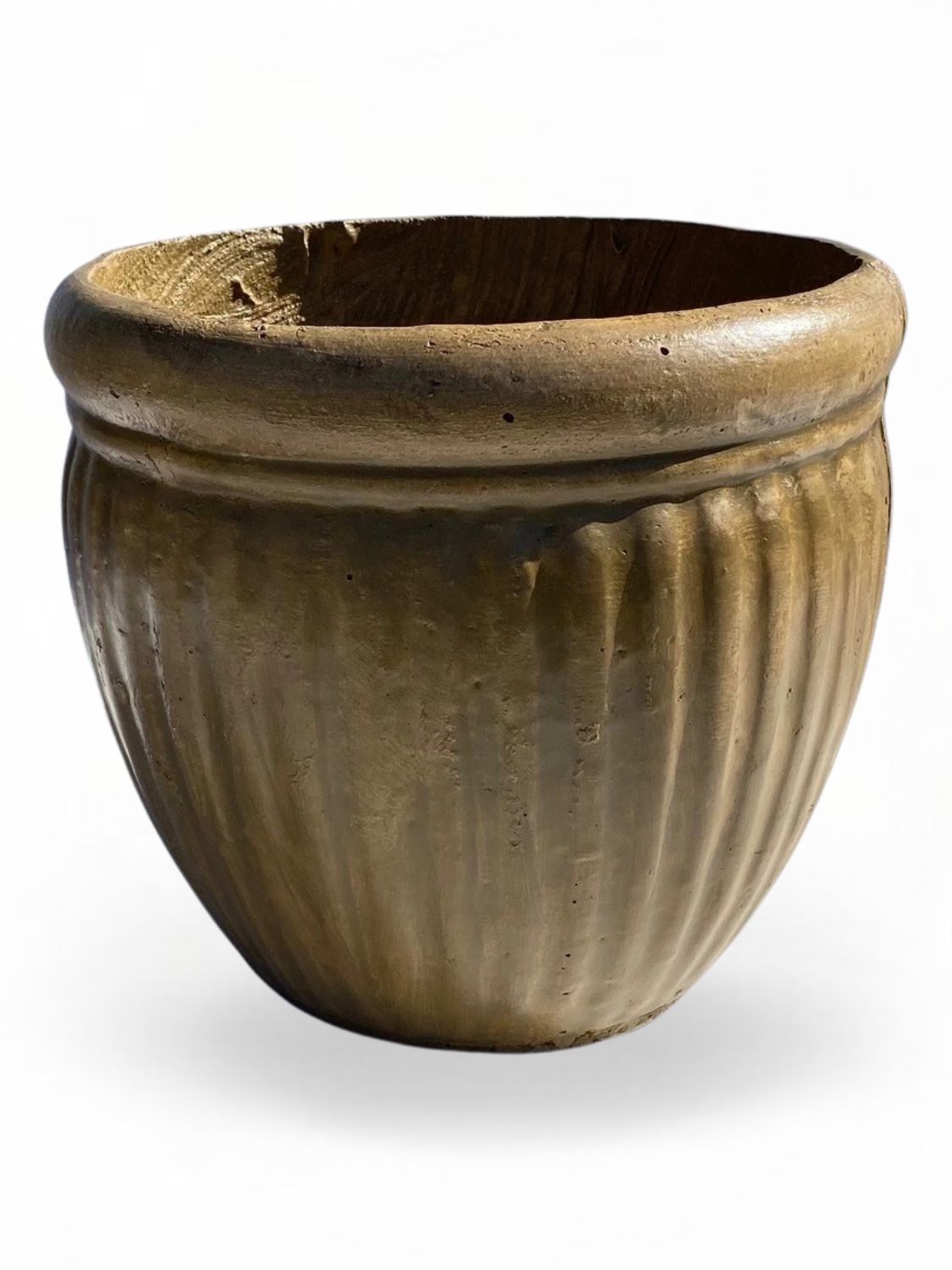 Round Wave Pot Medium Antique Amber Finish - H280mm x W320mm - 7kg