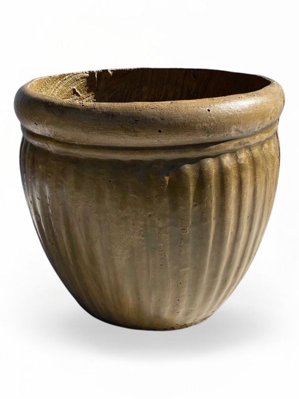 Round Wave Pot Medium Antique Amber Finish - H280mm x W320mm - 7kg