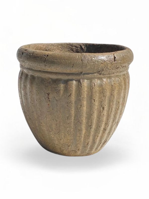 Round Wave Pot Small Rustic Atntique Amber Finish - H210mm x W230mm - 4kg