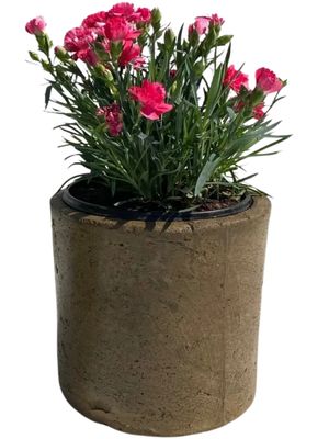 Cylinder Pot Small Rustic Antique Amber Finish - H200mm x W200mm - 3kg