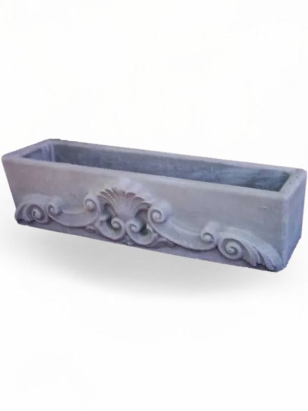 Scroll Rectangular Planter Whitewash Finish- L810mm - 32kg
