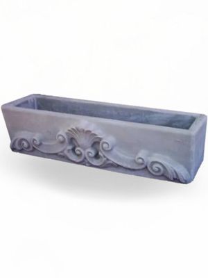 Scroll Rectangular Planter Whitewash Finish- L810mm - 32kg