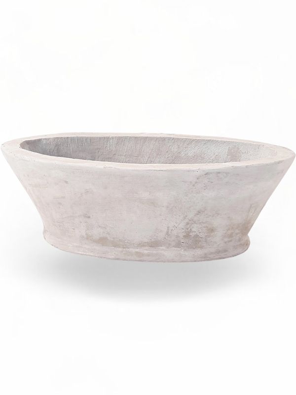 Oval Flower Box Cement Finish - H220mm x W300mm x L585mm