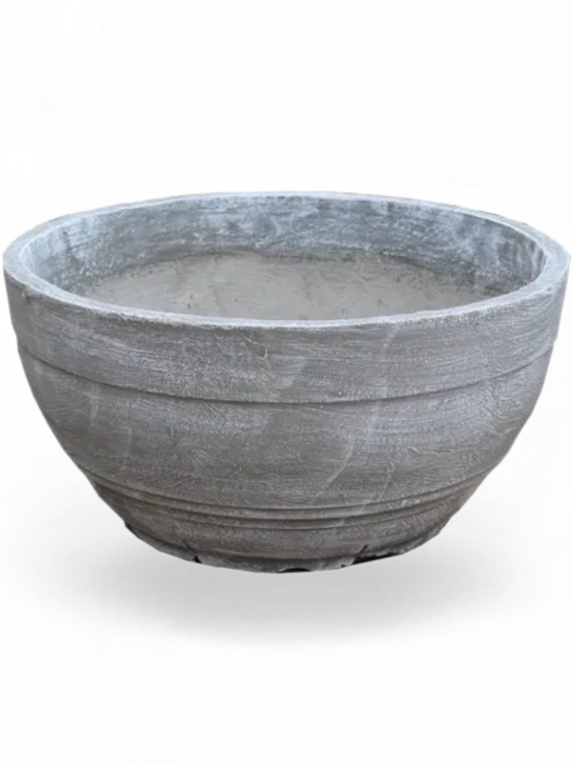 Concrete Bowl Round Whitewash Finish - H220mm x W460mm - 11kg