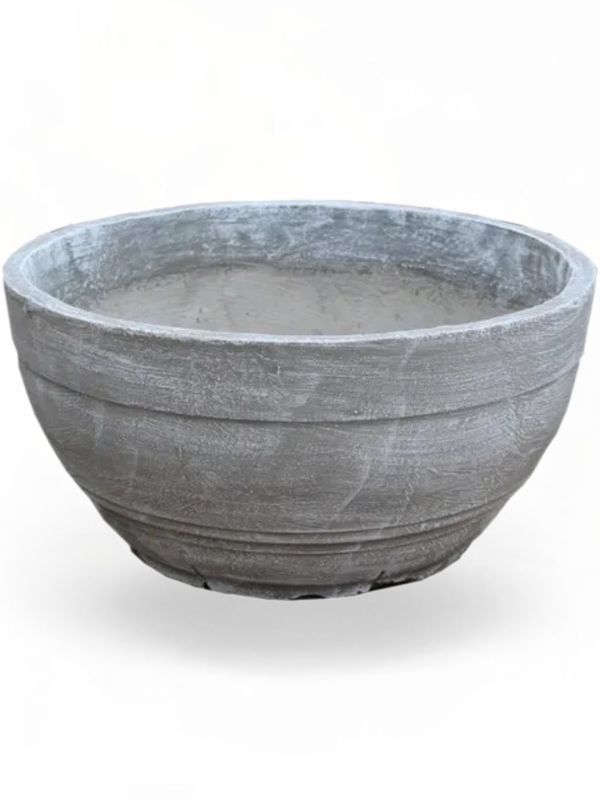 Concrete Bowl Round Whitewash Finish - H220mm x W460mm - 11kg