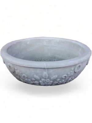 Round Flower Bowl Whitewash Finish - H160mm - 16kg