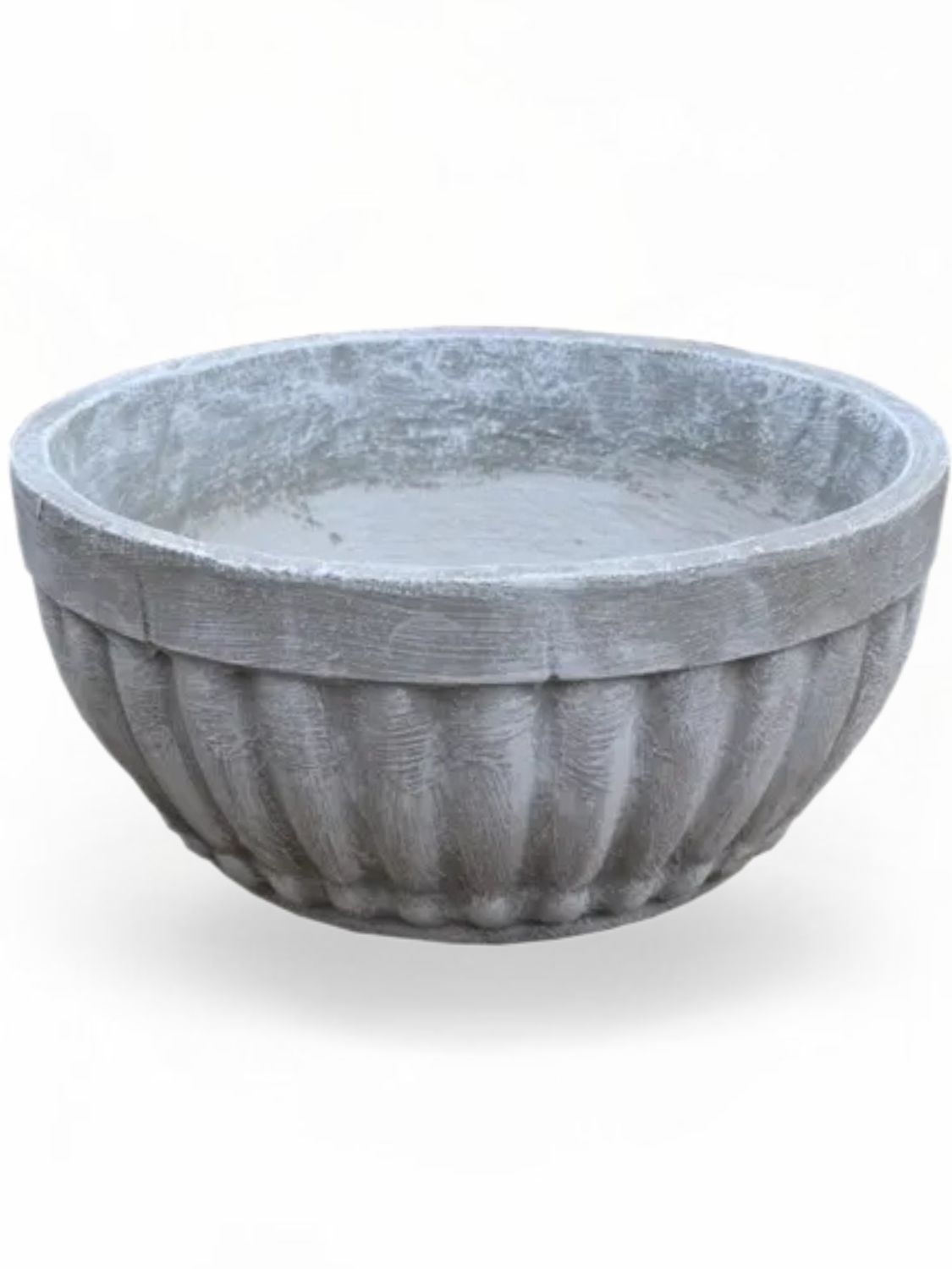 Concrete Bowl Round Stripes Whitewash Finish - H170mm x W340mm - 9kg