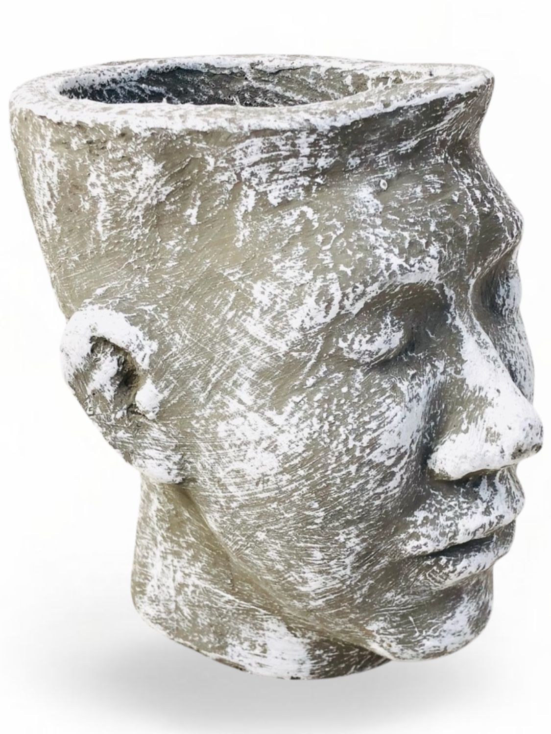 Half Head Planter Medium Whitewash Finish - H240mm x W150mm - 2.86kg