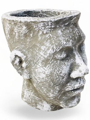 Half Head Planter Medium Whitewash Finish - H240mm x W150mm - 2.86kg