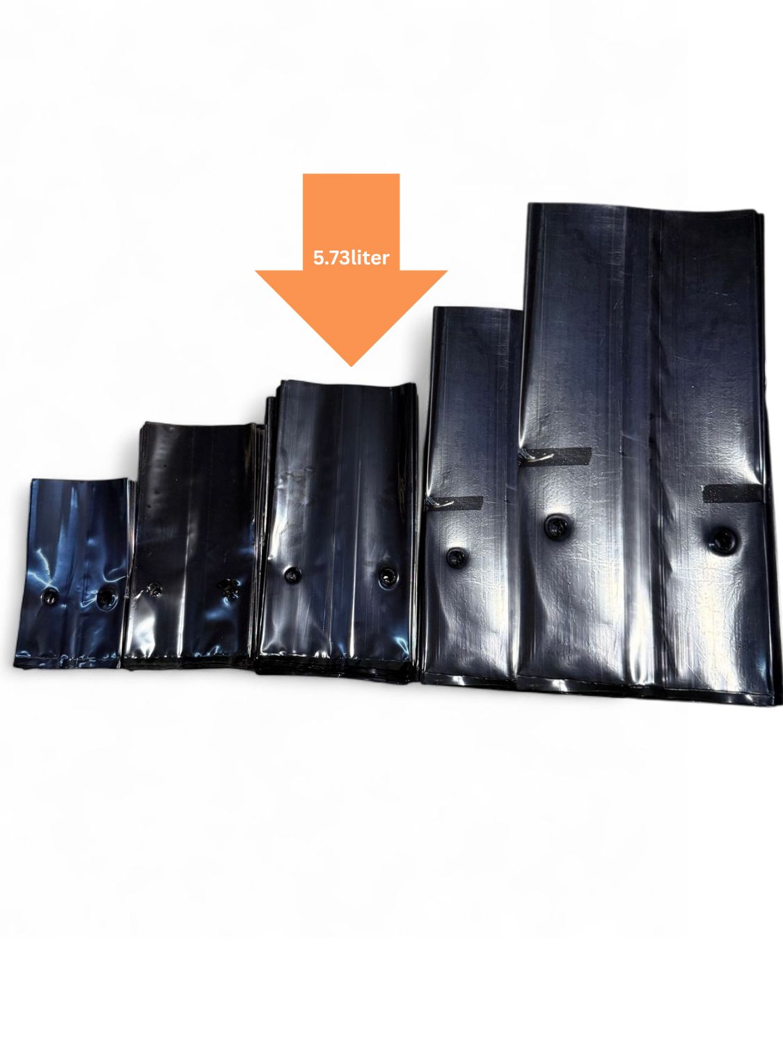 5.73 Liter (N5) Plastic Planting Growing Bag. 62 Micron. Width 147mm x Height 290mm