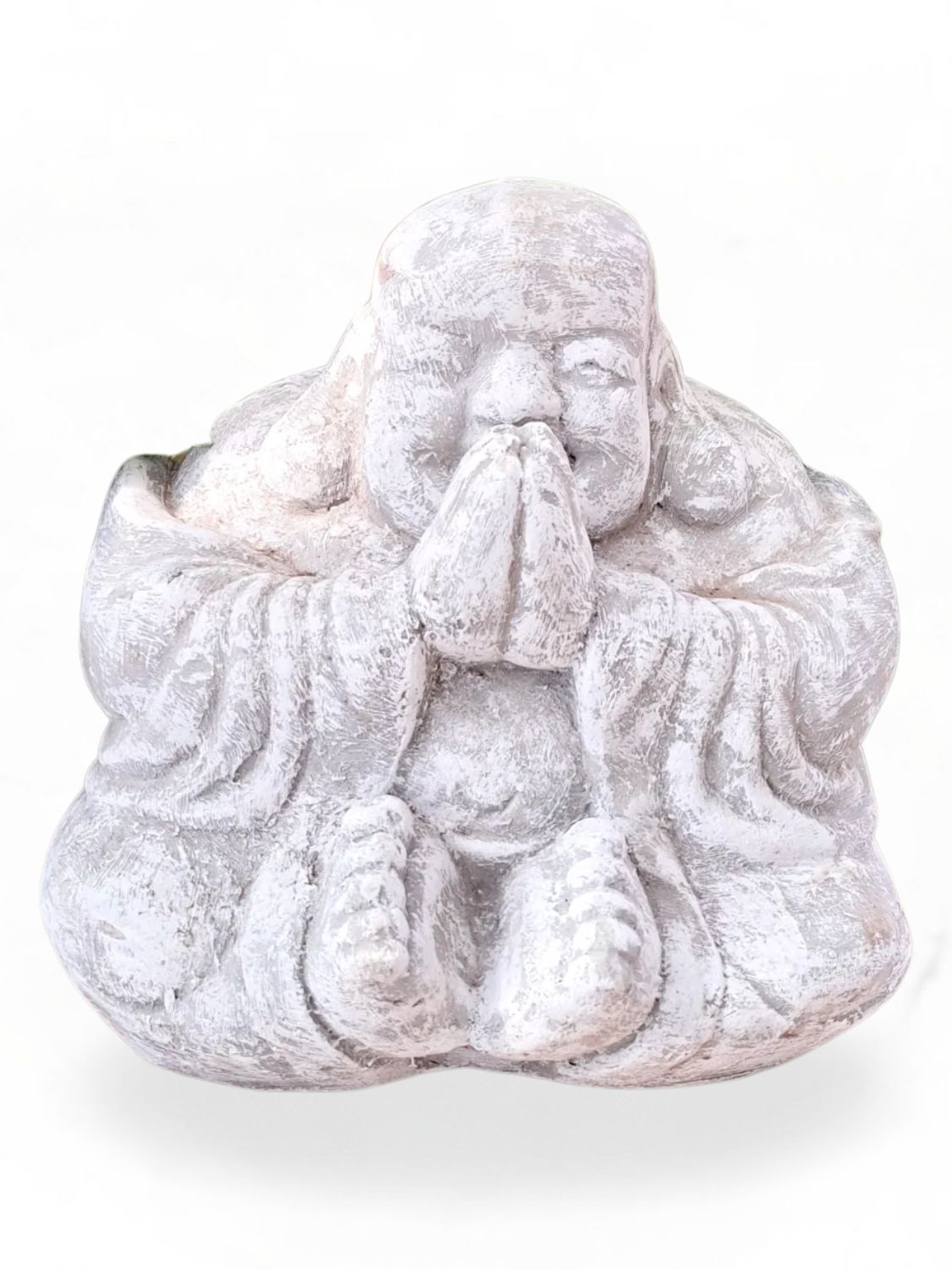 Sitting Buddha Whitewash Finish - H330mm x W360mm - 13kg