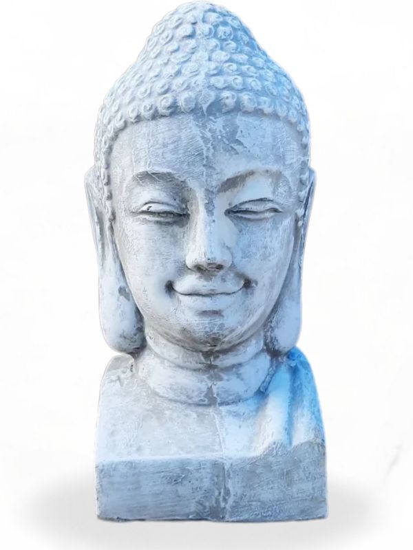 Buddha Head Whitewash Finish - H500mm - 13kg