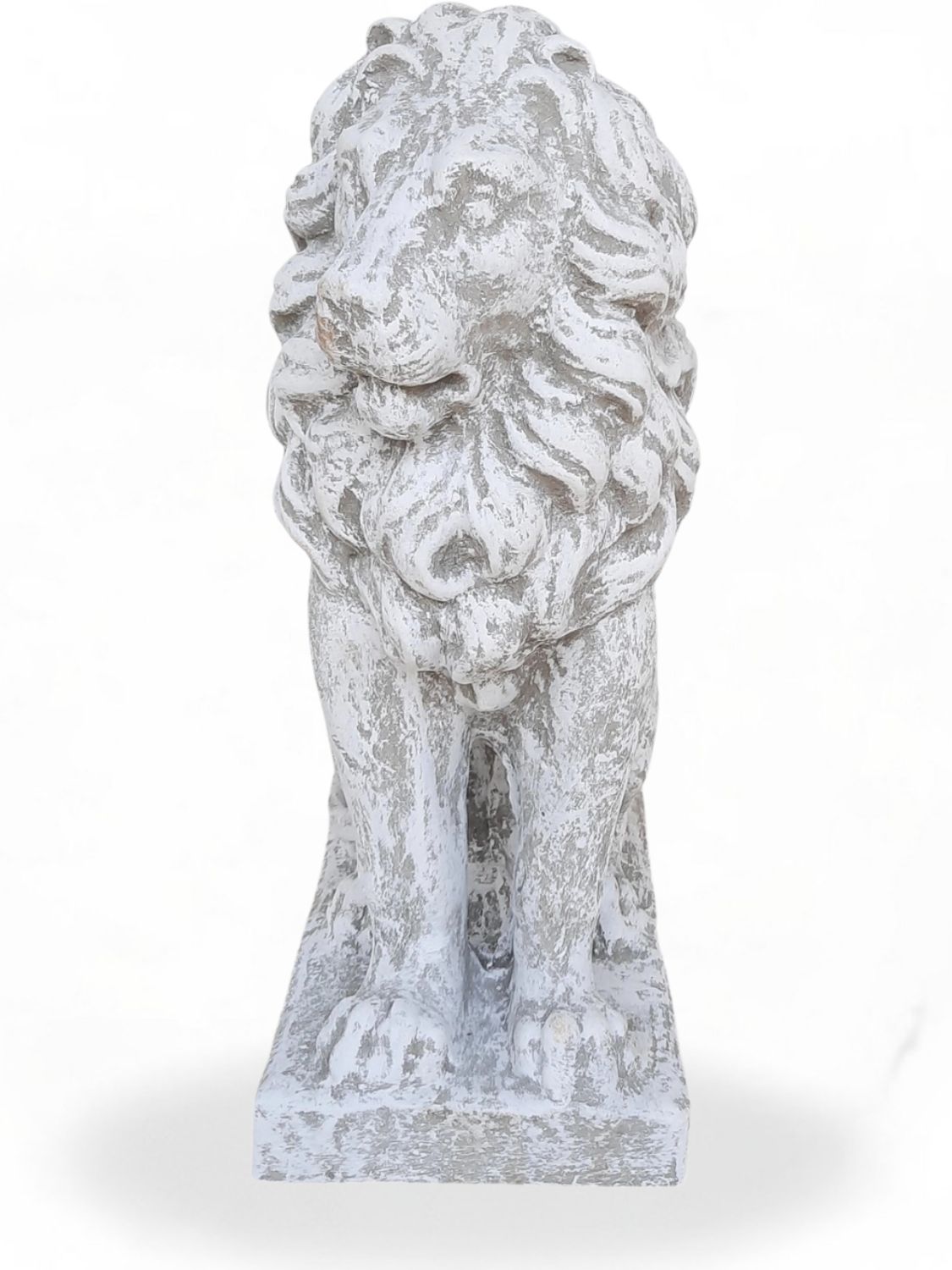 Sitting Lion Whitewash Finish - H560mm x W230mm x L340mm - 40kg