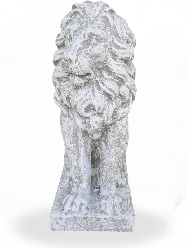 Sitting Lion Whitewash Finish - H560mm x W230mm x L340mm - 40kg