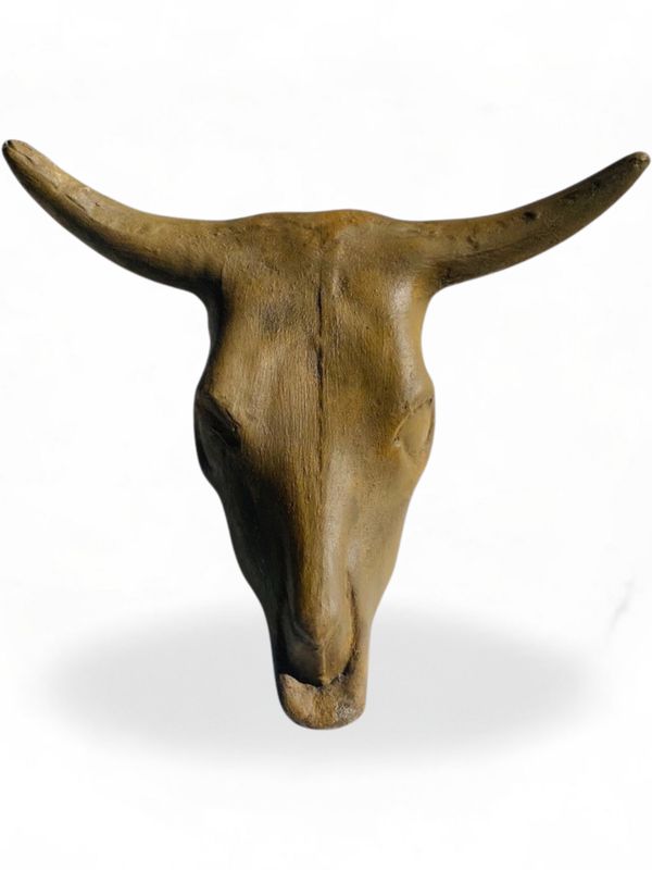 Cattle Head Wall Mount Antique Amber Finish - H400mm x W490mm - 11kg