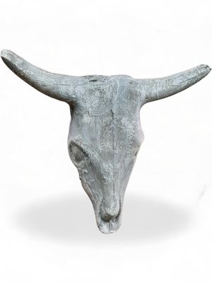Cattle Head Wall Mount Whitewash Finish - H400mm x W490mm - 11kg