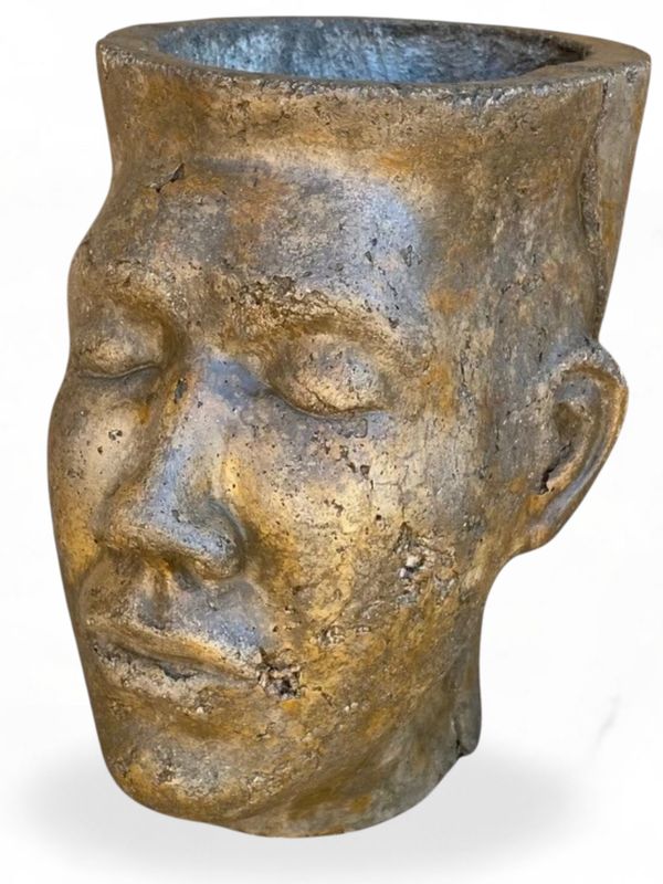 Adam Head Planter Antique Amber Finish - H240mm x W150mm - 3kg