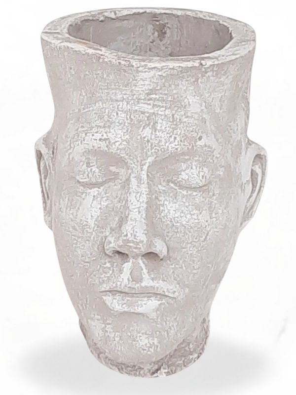 Adam Head Planter Whitewash Finish - H240mm x W150mm - 3kg