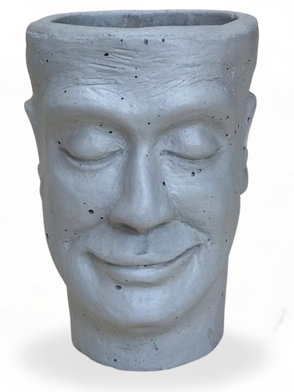 Adam Jnr Head Planter Cement Colour Finish - H135mm x W100mm - 0.9kg