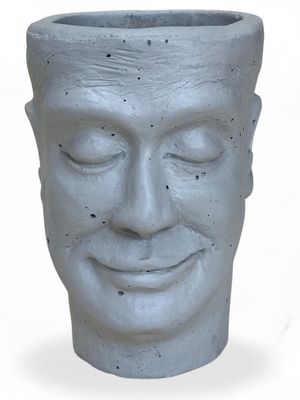 Adam Jnr Head Planter Cement Colour Finish - H135mm x W100mm - 0.9kg