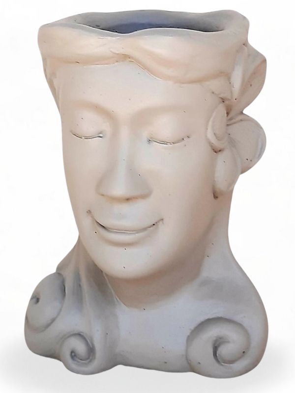 Fran Head Planter Cement Colour Finish - H260mm x W200mm - 6kg