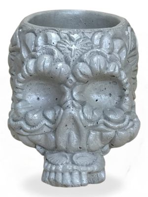 Sugar Skull Planter Cement Finish - H130mm x W135mm - 3kg