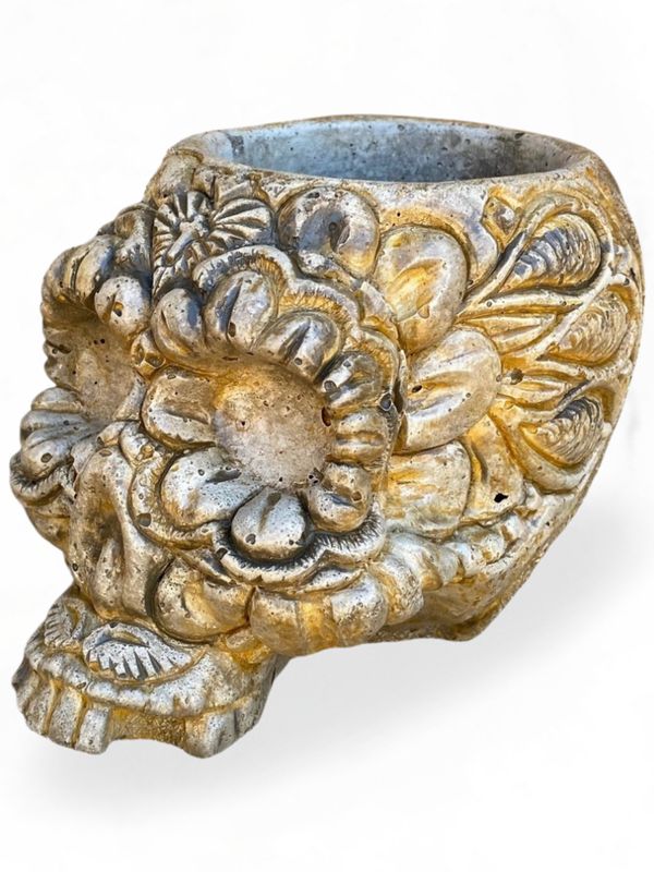 Sugar Skull Planter  Antique Amber Finish - H130mm x W135mm - 3kg