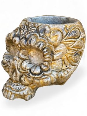 Sugar Skull Planter  Antique Amber Finish - H130mm x W135mm - 3kg