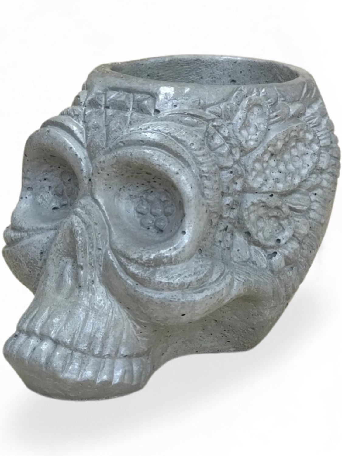 Sugar Skull Planter Cement Finish - H130mm x W135mm - 3kg