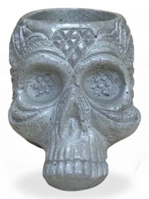 Sugar Skull Planter Cement Finish - H130mm x W135mm - 3kg