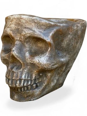 Plain Skull Planter Large Antique Amber Finish - H135mm x W135mm