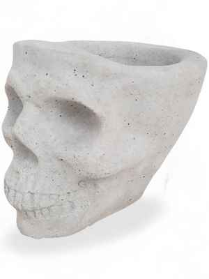 Plain Skull Planter Large Cement Finish - H135mm x W135mm