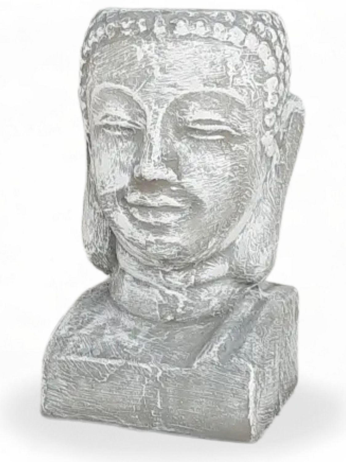 Buddha Head Planter Whitewash Finish - H430mm x W230mm - 13kg