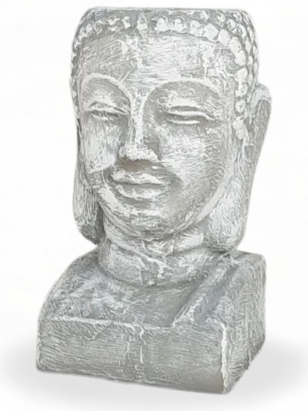 Buddha Head Planter Whitewash Finish - H430mm x W230mm - 13kg