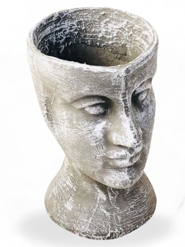 Half Head Planter Large Whitewash Finish - H300mm x W170mm - 3kg