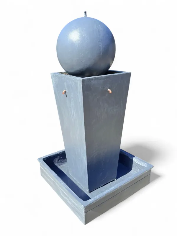 Square Pot Pipe Fountain With Ball Grey (Excluding Pump) H1700mm-W850mm