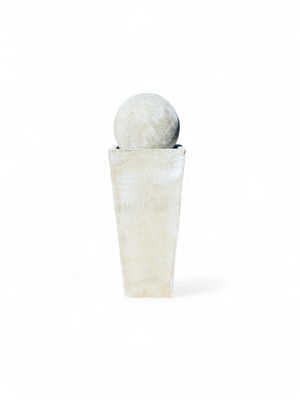 Square Slim Pot Ball Fountain Medium White Wash Finish H1000mm - W340mm (Excluding PC-500 Pump)