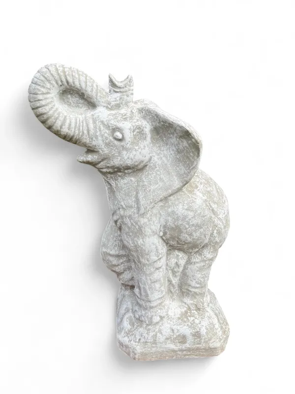 Elephant Statue Whitewash Finish - H820mm - Foot W300mm-L350mm - 84kg