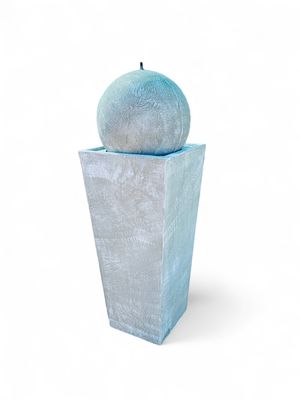 Square Slim Pot Ball Fountain X-Large White Wash Finish H1500mm - W510mm (Excluding PC 1000 Pump)