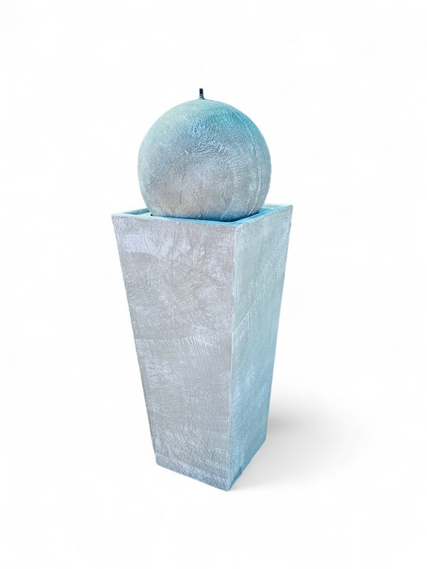 Square Slim Pot Ball Fountain X-Large White Wash Finish H1500mm - W510mm (Excluding PC 1000 Pump)